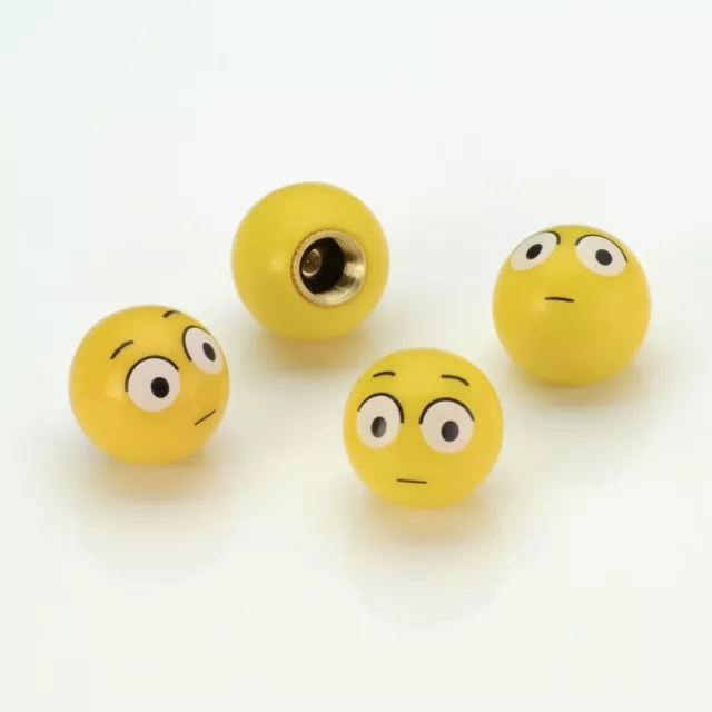 4x Tappi Valvola Valvola Alluminio Pneumatici Emoji Smiley Inorridito Giallo per Volvo 2