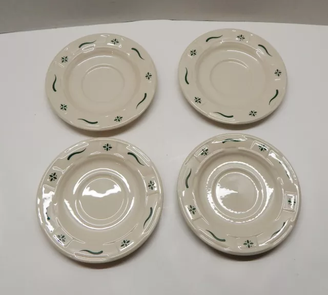 Longaberger Pottery Woven Traditions Green Saucer Plates 6 Inch Set of 4