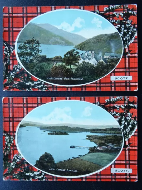 Scotland Clan SCOTT Tartan & Image x 2 c1918 Postcard by Philco