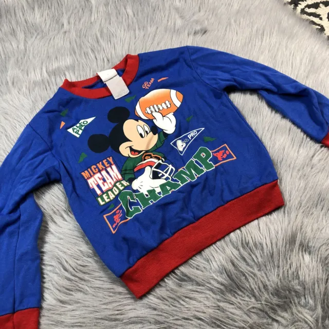 Vintage Toddler Disney Mickey Mouse Blue Red Football Sweater