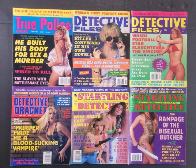 Vintage 1996 True Police Detective Magazines -True Crime Police Sleaze Lot Of 6