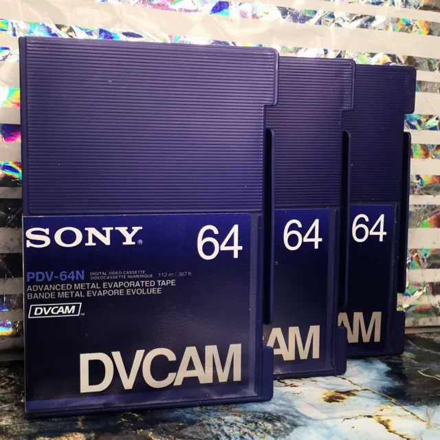 3 New SONY PDV-64N DVcam 64 Evaporated Advanced Metal Tape Cassettes