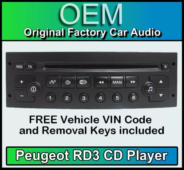 Peugeot 807 car stereo CD player Peugeot RD3 radio + FREE Vin Code and keys