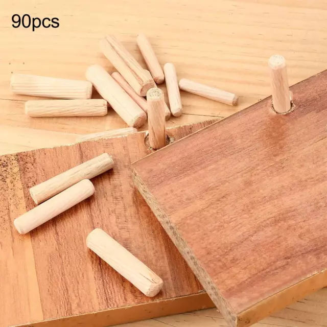 90 Pieces Wooden Dowel Pins Set Grooved Round Hardwood Pegs