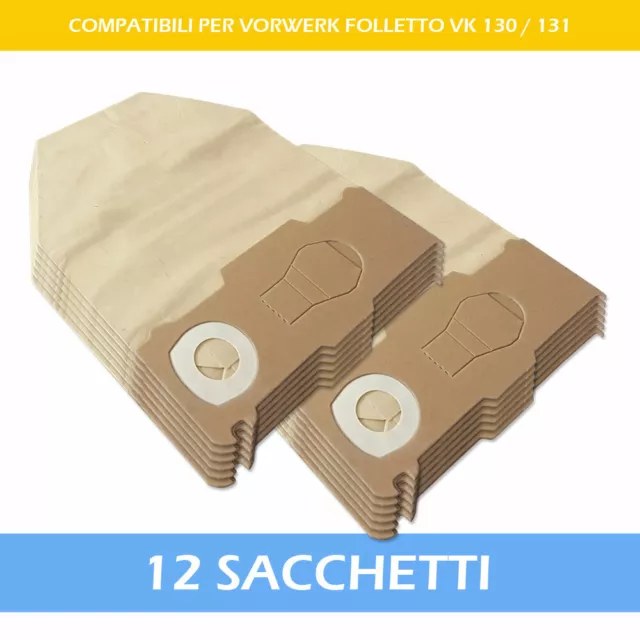 12 SACCHI / Sacchetti per aspirapolvere Vorwerk Folletto Kobold VK
