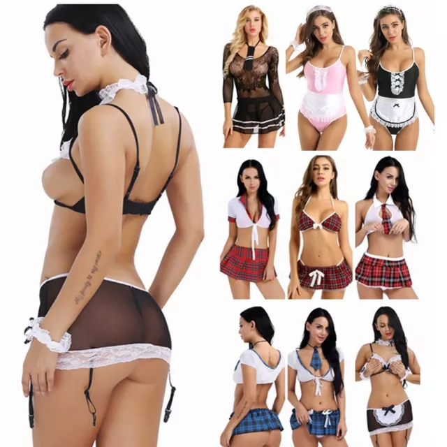 Sexy Women's Uniform Naughty School Girl Outfit Fancy Dress Cosplay Costume