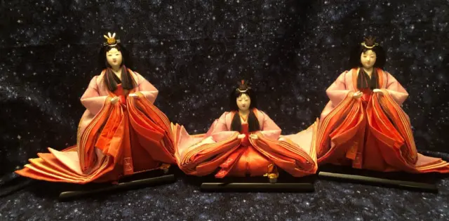 Japanese Court Lady dolls set of three for the Hina Girls Day Celebration