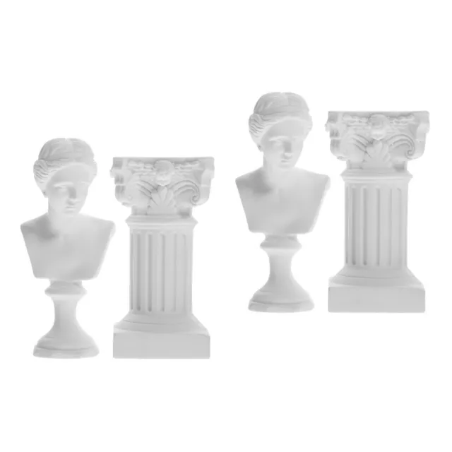 2 Sets Statue Ornaments Resin Man Roman Bust Home Decor David Head Figurine