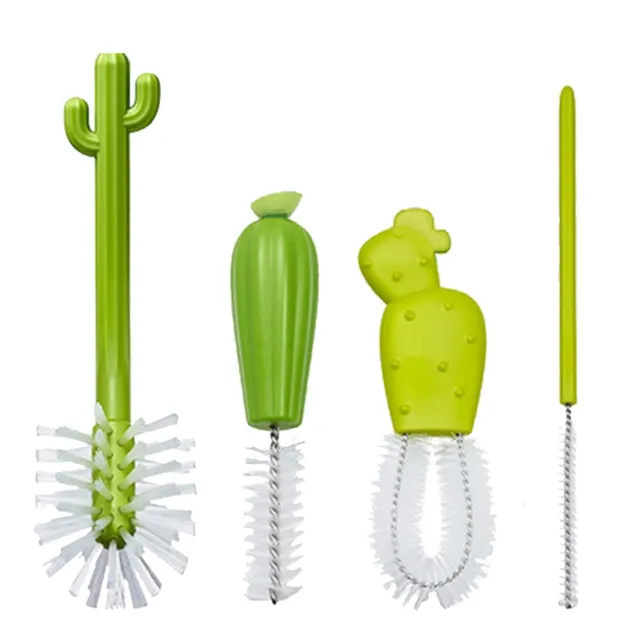 Cute Bottle Cleaning Brush Set 4pcs Cactus Multi-functional Bottle Cleaner