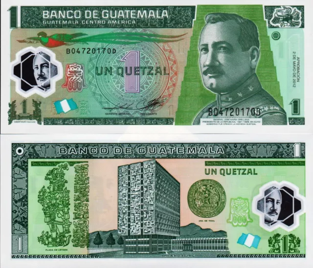 GUATEMALA - 1 quetzal 2012 Polymer FDS - UNC