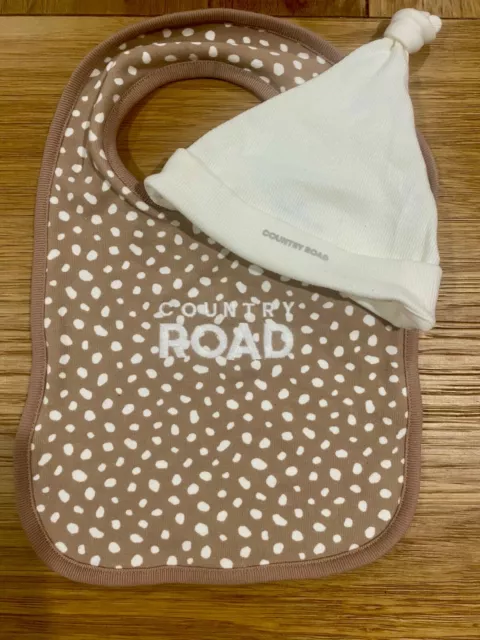COUNTRY ROAD Baby Bib and New Born Beanie
