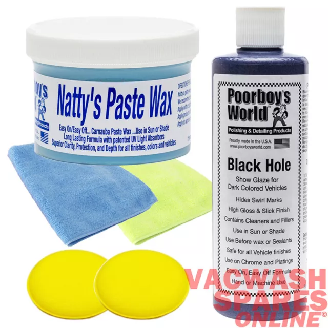 Poorboys Nattys Blue Paste Wax + Black Hole - Darker Vehicle Glaze And Wax