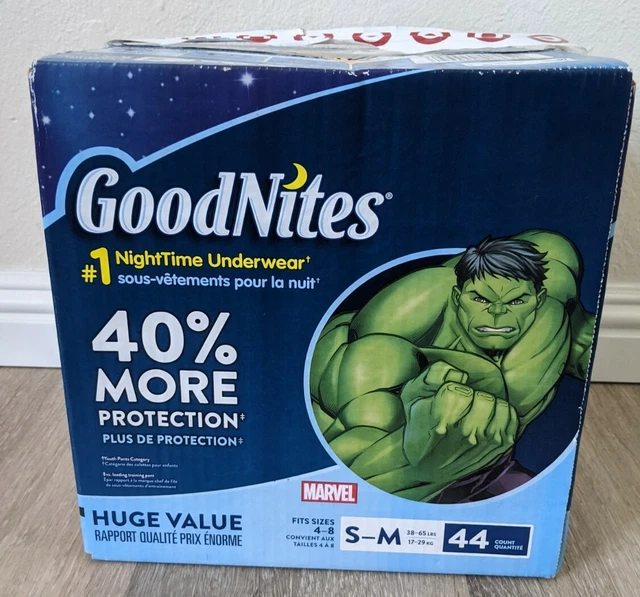 GOODNITES BOYS' BEDTIME Bedwetting Underwear Age 48 Small/Medium 44