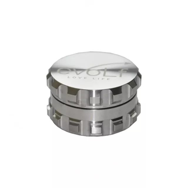 Evolf Stainless Steel Herb Grinder 2.5" - 2 piece Heavy Duty Premium Luxury