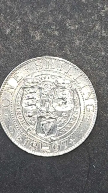 1897 Shilling Victoria British Silver Coin