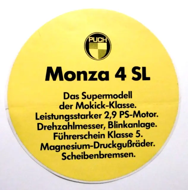 Promotional Stickers Puch Monza 4 Sl Moped Mokick Classic Car 70er 5 11/16in