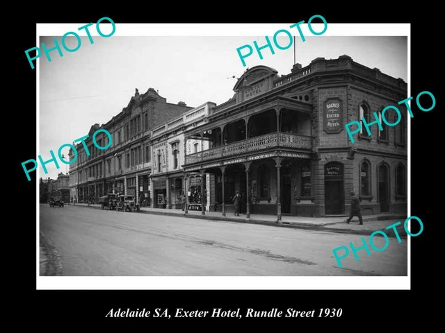 Old Postcard Size Photo Of Adelaide Sa Exeter Hotel Rundle Street 1930