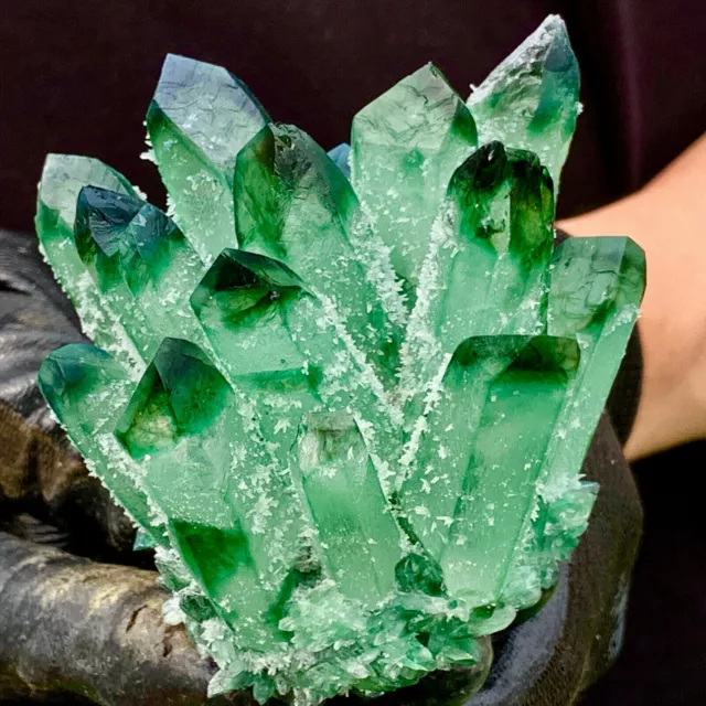 400-500g New Find Green Phantom Quartz Crystal Cluster Mineral Specimen Healing