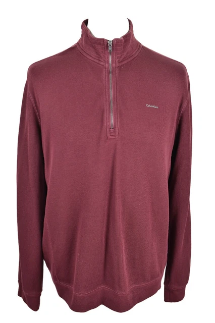 Maglione Calvin Klein rosso maglieria taglia XL da uomo pullover Classic Fit cerniera 1/4