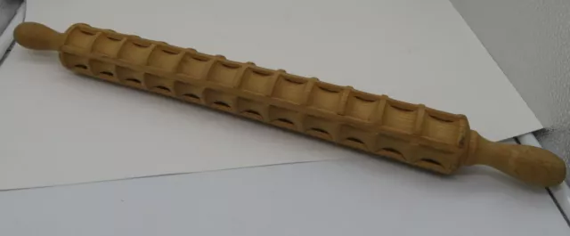 Pin rodante de prensa vintage Ravioli madera 12 ranuras herramienta de cocina rústica 21" ITALIA