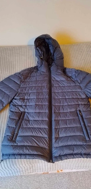 ZARA MAN (MEN'S Quilted Hooded Puffer Jacket, Navy Blue, Small