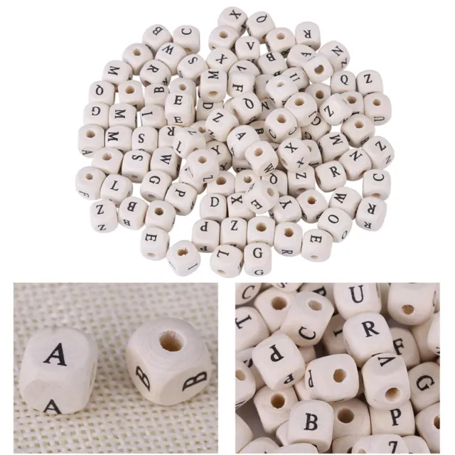 CUBE LETTER WOOD Beads Wooden Wood Spacer Beads Wooden Beads DIY Crafts  $17.70 - PicClick AU