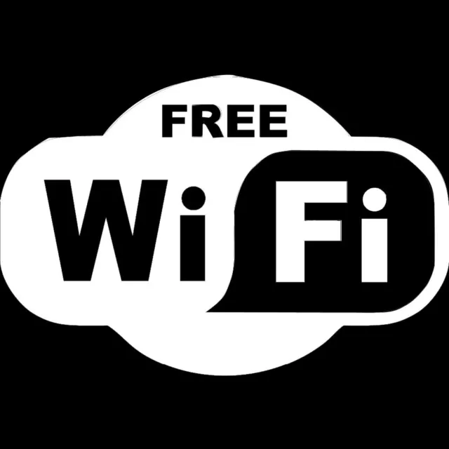 Adesivo FREE WI-FI sticker wifi libera vetrina vetrofania negozio pub bar Bianco