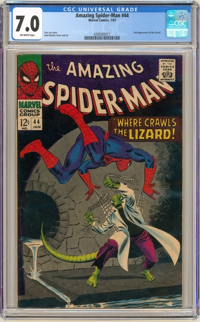 Marvel AMAZING SPIDER-MAN (1967) #44 2nd LIZARD App STAN LEE + J. Romita CGC 7.0