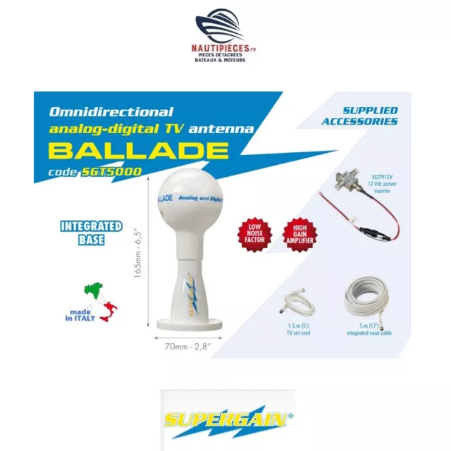 Sgt5000 Antenne Tv Tnt Dvb-T Omnidirectionnelle Supergain Ballade