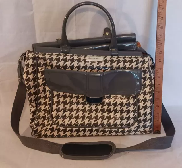 Samantha Brown Grey & White Houndstooth Pattern Travel Carry On Bag