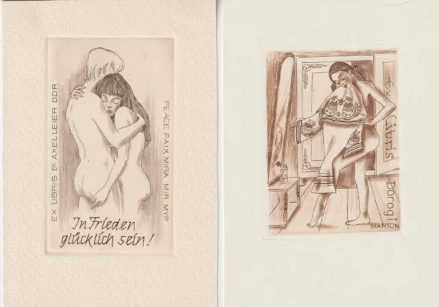 2 Gravure érotique vintage originale Exlibris de KUHN FRITZ (1924-2004)...