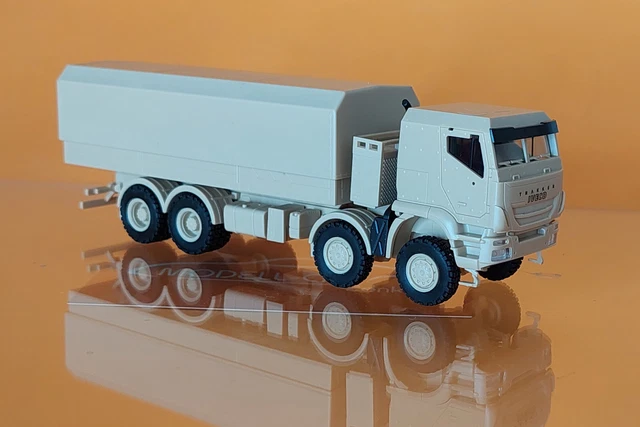thumbnail image 2 of Herpa 746984 Iveco Trakker 8x8 Protected Flatbed Truck 1:87 Scale Model - Sand Beige 2 of 5