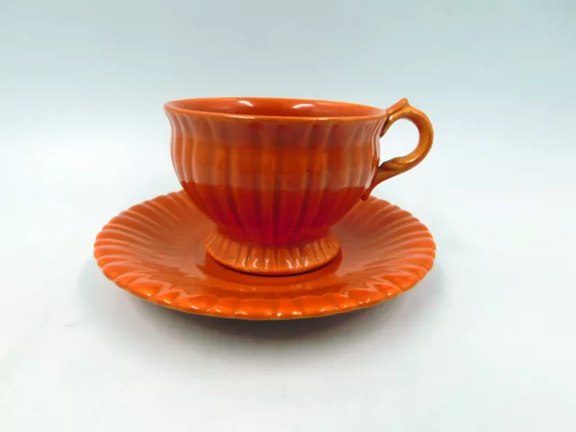 Vintage 1930's Stangl Pottery Colonial Tangerine Coffee/Tea Cup and Saucer Set