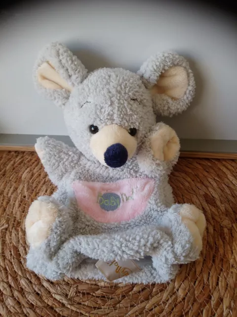 Doudou souris grise rose poche marionnette Babynat état neuf + cadeau