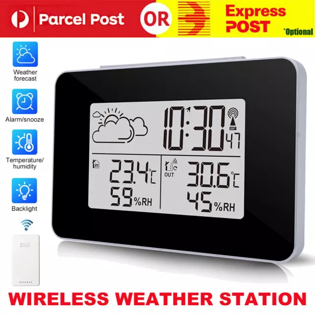 LCD Digital Wireless Weather Station Clock Calendar Thermometer Indoor & Outdoor