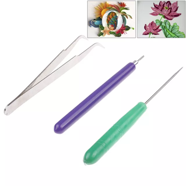3Pcs paper DIY set quilling paper tools tweezer needle pins slotted pen tool WY4