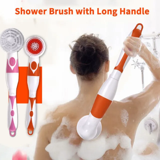 Electric Bath Brush, Rechargeable Electric Body Bath Brush Long Handle With  Removable Silicone Soft Brush Heads Electric Spin Scrubber For Shower Exf