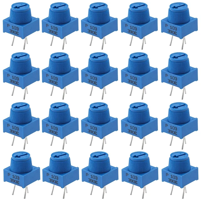 20PCS 10K Ohm Breadboard Trim Potentiometer, 3386P 3PIN Trimpot Potentiometer Ki