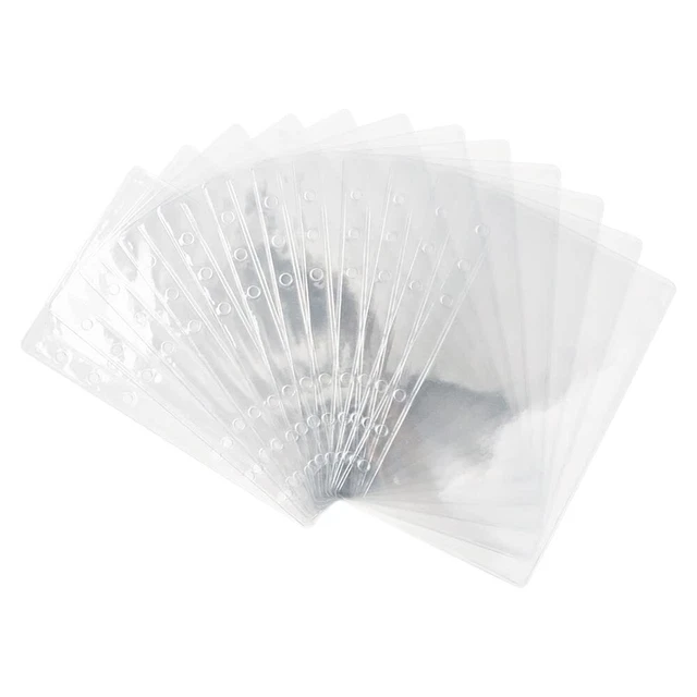 12Pcs Clear Binder Pockets Personal A6 Single Pouch For 6-Ring Notebook Binder