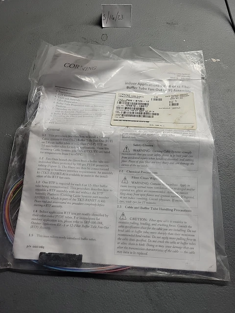Corning FAN-BT25-12 Buffer Tube Fan Out Kit 12 strand New