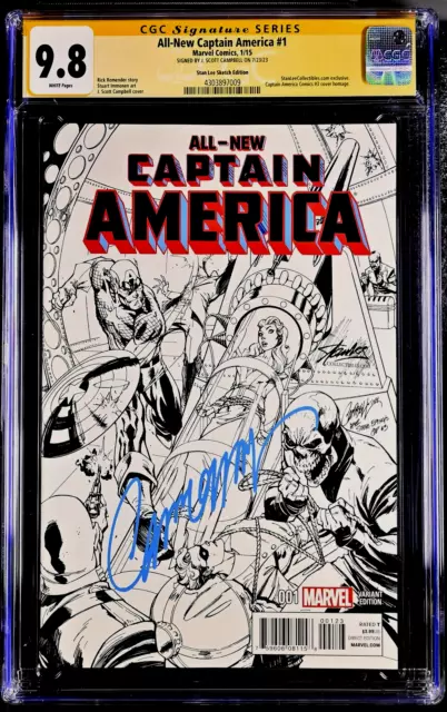 All-New Captain America #1 Cgc Ss 9.8 J Scott Campbell Stan Lee Exclusive Var