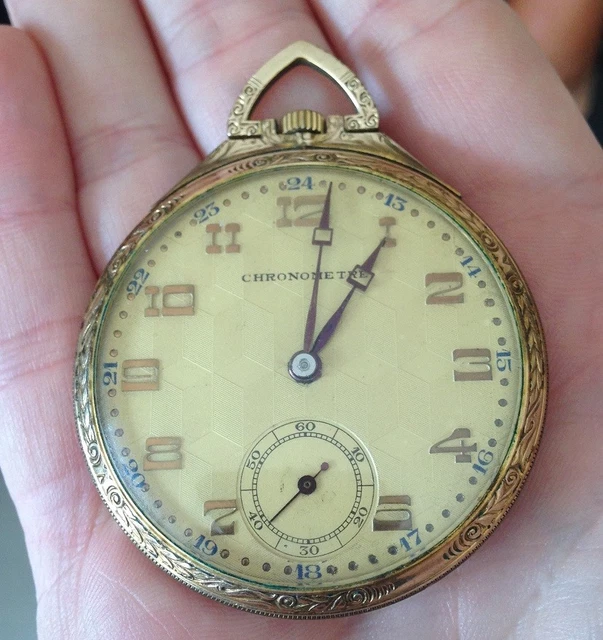 Montre Gousset Ancienne Chronomètre UTILIA – Métal Doré, à Réviser, Occasion