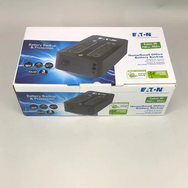 Eaton 3S 750VA / 450W Home/Small Office Battery Backup & Protection 3S750