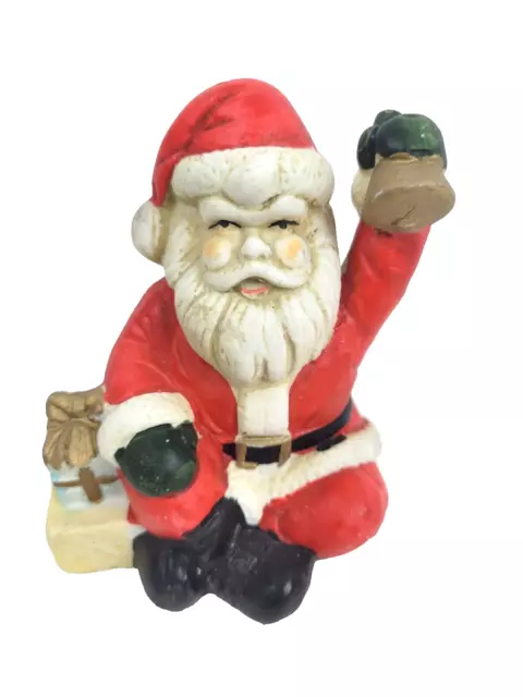 Vintage Hand Painted Sitting Santa Claus Ceramic Figurine with Bell  4.5"