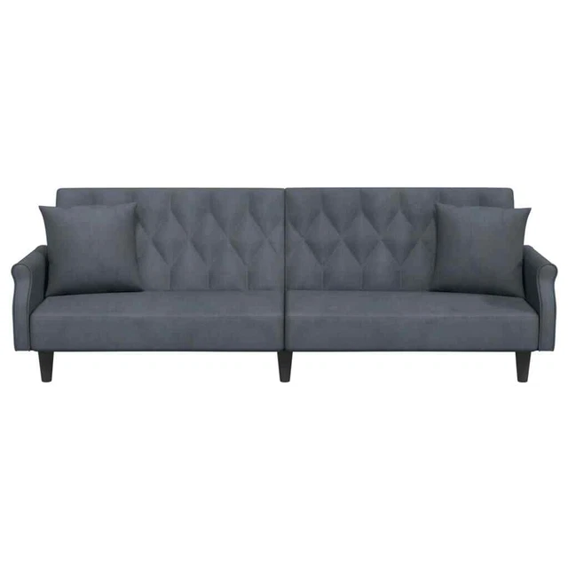 AX Divano Letto Ospiti Grigio 2 Cuscini 2 Schienali Separati Regolabili + 351945