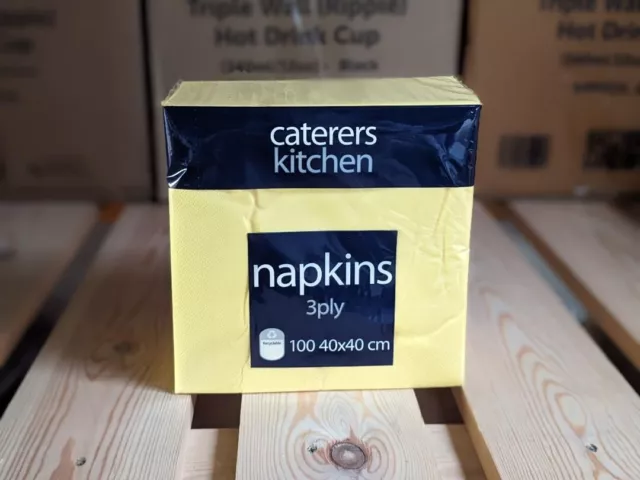 3 Ply Premium Yellow Dinner Napkins, Serviettes 40cm Qty 1000