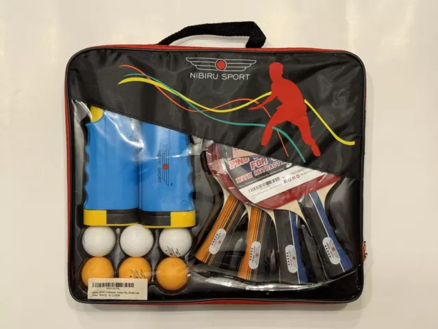 NIBIRU SPORT Professional Ping Pong Paddle Set with Retractable Net - 4 Player