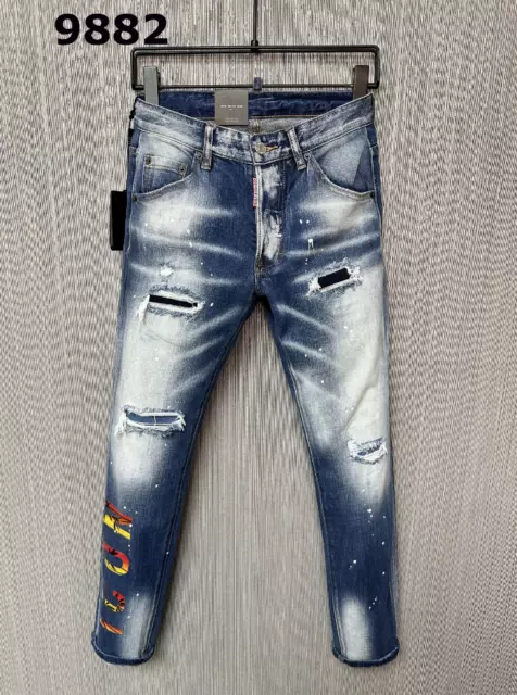 Dsquared2 Spring/Summer new D2 trend Wash ripped print letter slim jeans