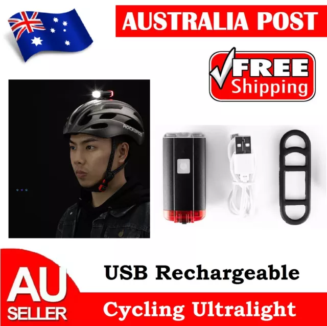 USB Rechargeable LED Bicycle Headlight Bike Front Rear Light Cycling Lamp Set AU