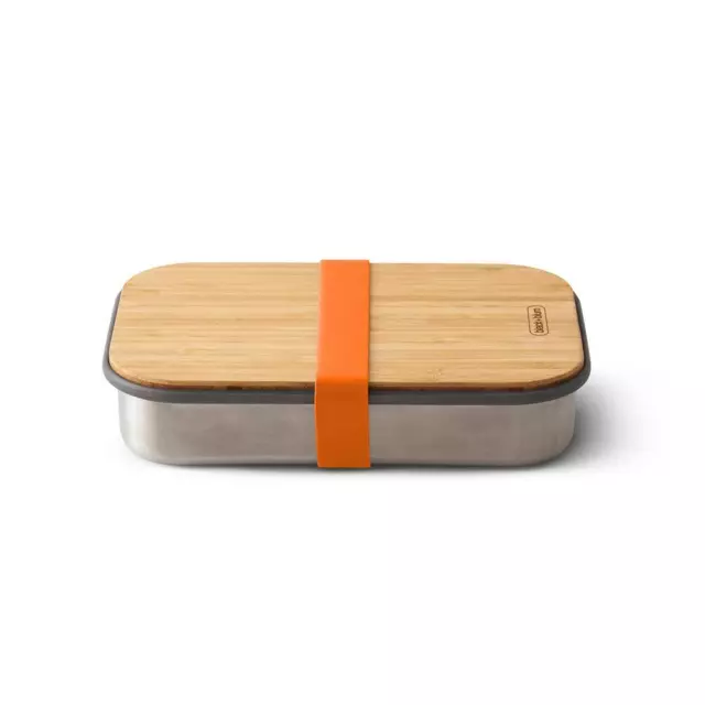 black+blum Sandwich Box in Orange, 900ml, aus Edelstahl und Bambusholz